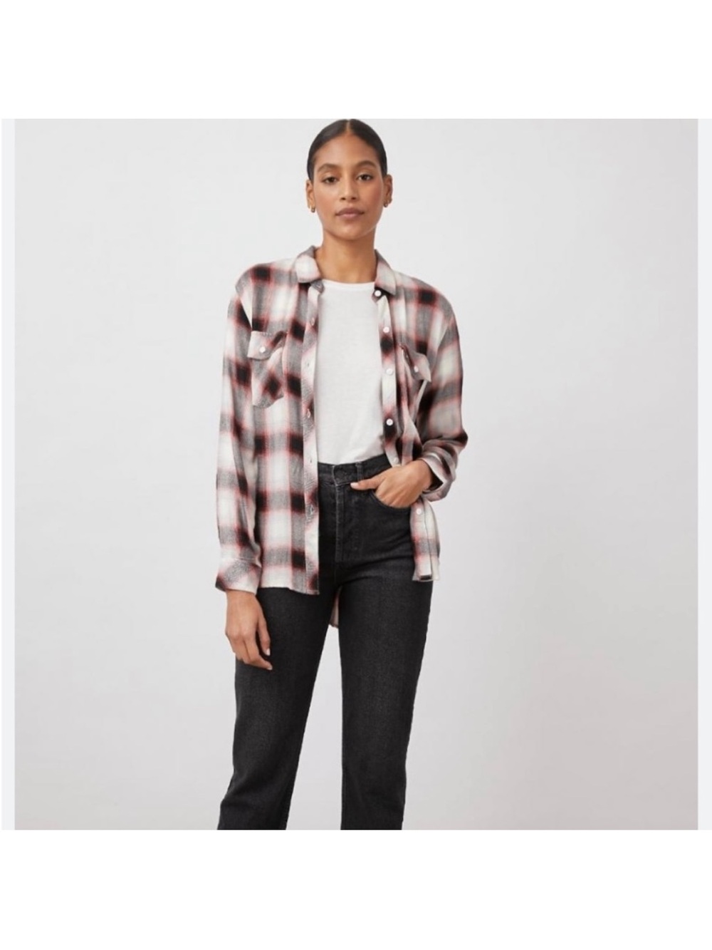 Rails Brent flannel- Ivory Coal Aqua. S